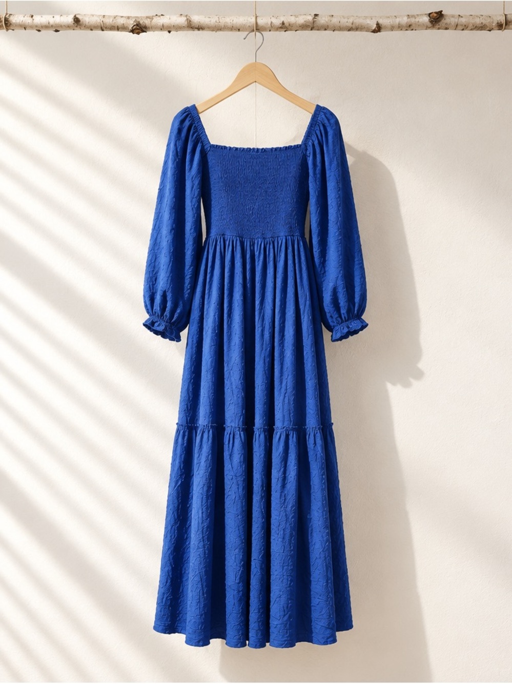 Dee Elly Blue Puff-Sleeve Maxi Dress